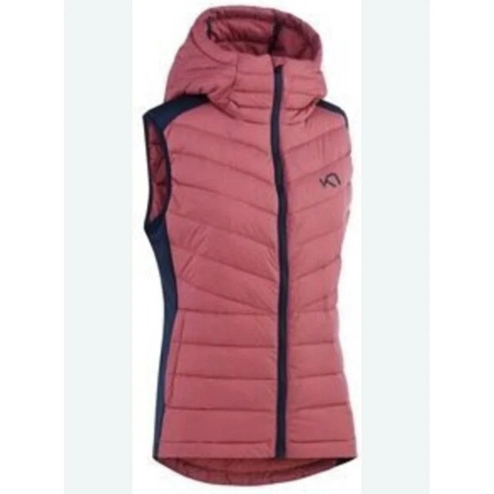 Kari Traa Eva Hybrid Down Vest‎ Women L  Hooded Puffer Quilted Insulated